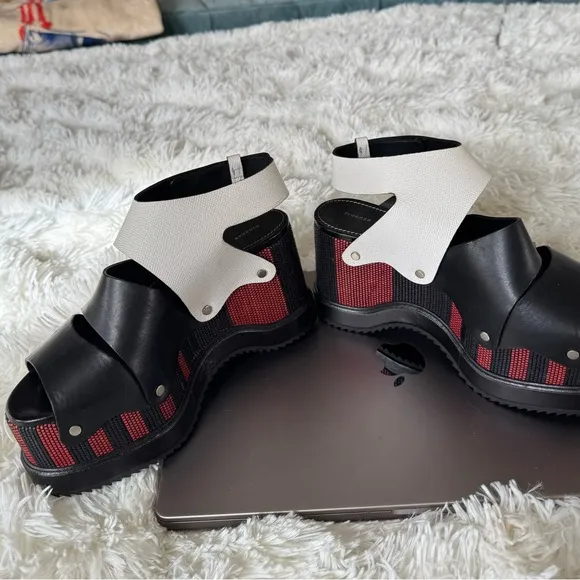 Proenza Schouler red, black, and white platform sandals size 7
