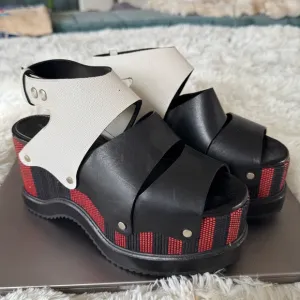 Proenza Schouler red, black, and white platform sandals size 7