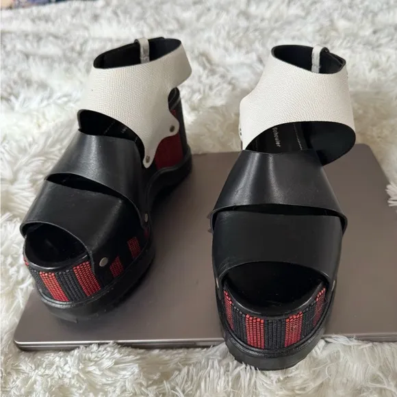 Proenza Schouler red, black, and white platform sandals size 7