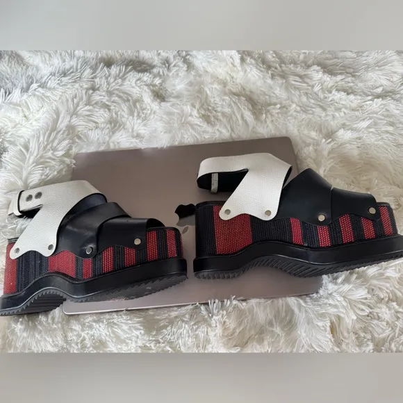 Proenza Schouler red, black, and white platform sandals size 7
