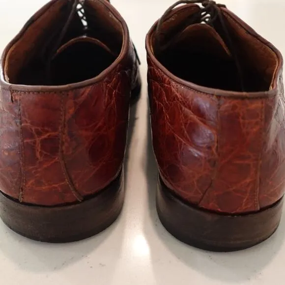 Pruiti of Beverly Hills Custom Exotic skin Men' s Oxford Toe Cap Rust Size 8.5
