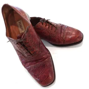 Pruiti of Beverly Hills Custom Exotic skin Men' s Oxford Toe Cap Rust Size 8.5