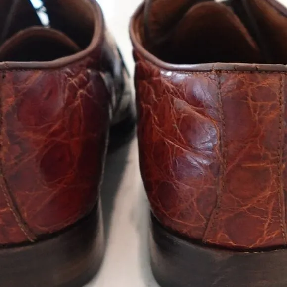 Pruiti of Beverly Hills Custom Exotic skin Men' s Oxford Toe Cap Rust Size 8.5