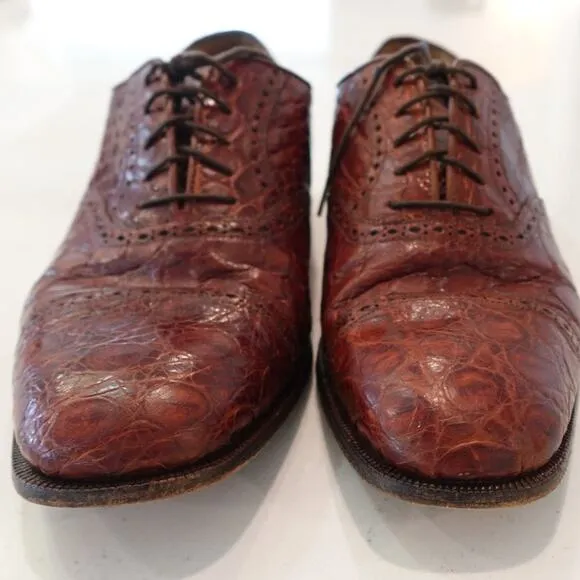 Pruiti of Beverly Hills Custom Exotic skin Men' s Oxford Toe Cap Rust Size 8.5