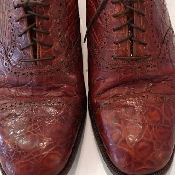 Pruiti of Beverly Hills Custom Exotic skin Men' s Oxford Toe Cap Rust Size 8.5