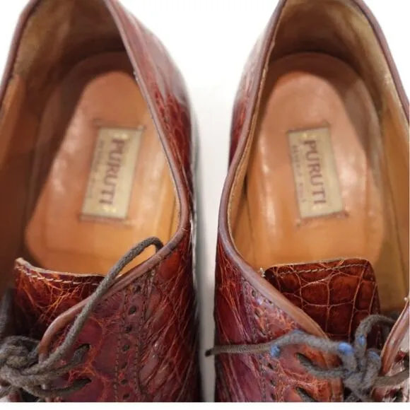 Pruiti of Beverly Hills Custom Exotic skin Men' s Oxford Toe Cap Rust Size 8.5