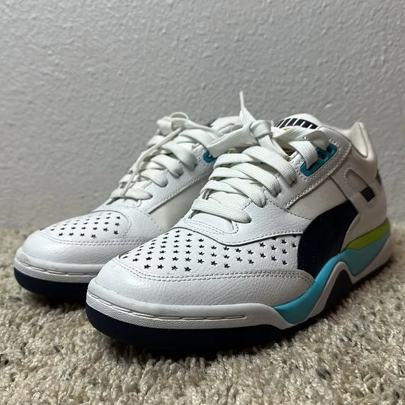 Puma Athletic Palace Guard Wings White Blue Sneaker Shoes Size 8