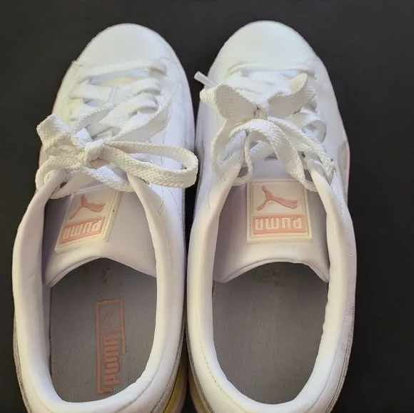 Puma Mayze Lth Lace-Up Platform Sneakers - White Lotus - Women's Size 10
