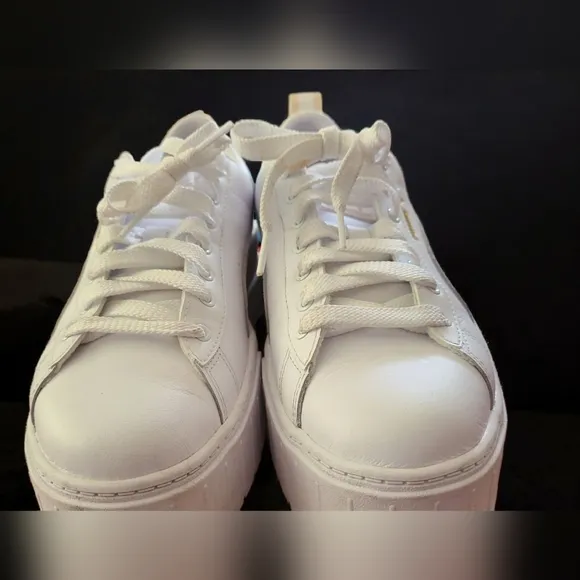 Puma Mayze Lth Lace-Up Platform Sneakers - White Lotus - Women's Size 10