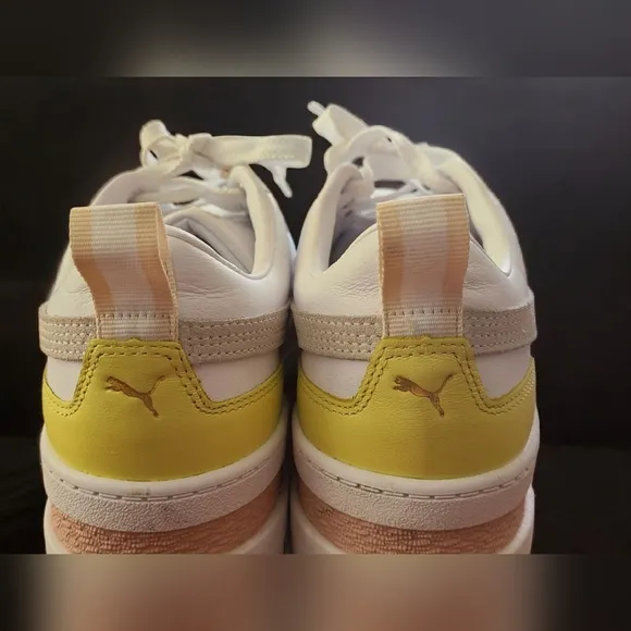 Puma Mayze Lth Lace-Up Platform Sneakers - White Lotus - Women's Size 10