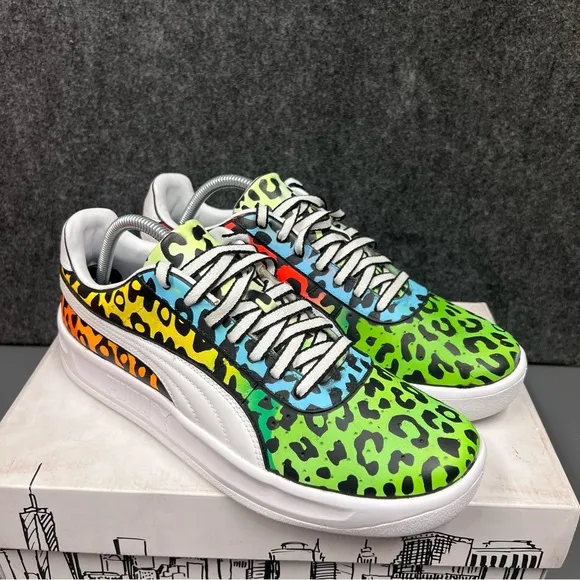 Puma Men’s GV “Rainbow Leopard” Custom Sneaker Size 10