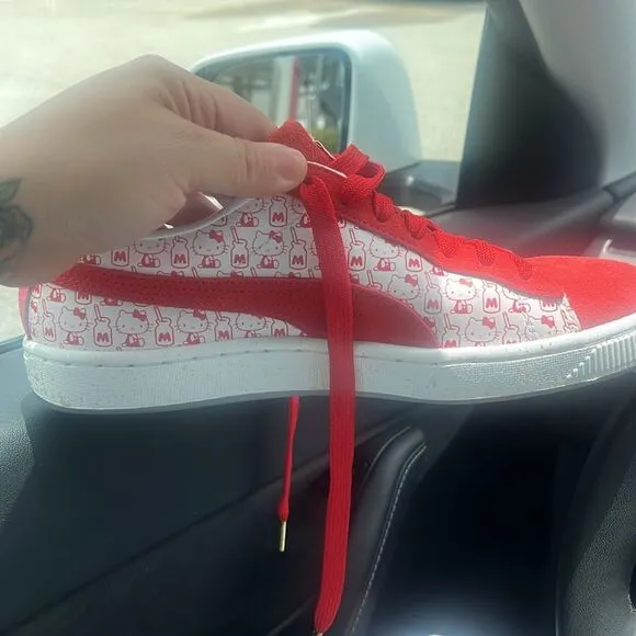 Puma Suede Classic X Hello Kitty  Red Suede Sneakers Shoes Kawaii Retro Sanrio