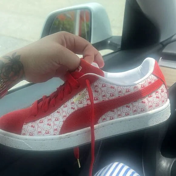 Puma Suede Classic X Hello Kitty  Red Suede Sneakers Shoes Kawaii Retro Sanrio