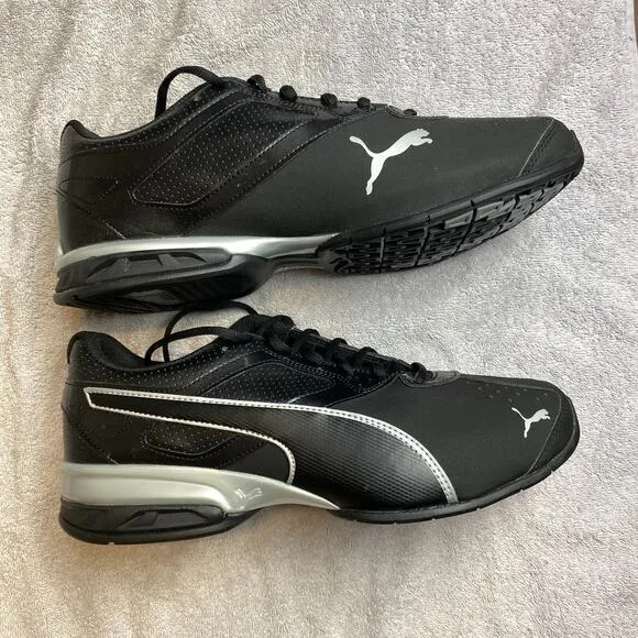 Puma Tazon 6 FM Shoes Men 11.5 Black Silver Cross Training Sneakers Y2K Casual