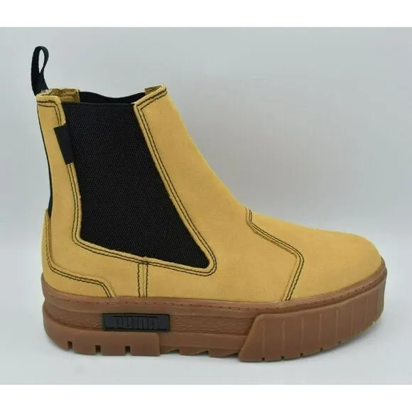Puma Womens 7 Mayze Suede Taffy Tan Brown Chelsea Platform Boots Shoes