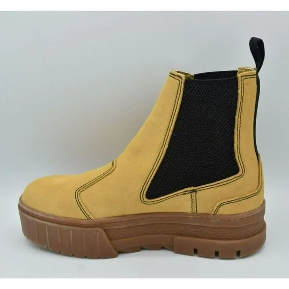 Puma Womens 7 Mayze Suede Taffy Tan Brown Chelsea Platform Boots Shoes