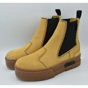 Puma Womens 7 Mayze Suede Taffy Tan Brown Chelsea Platform Boots Shoes