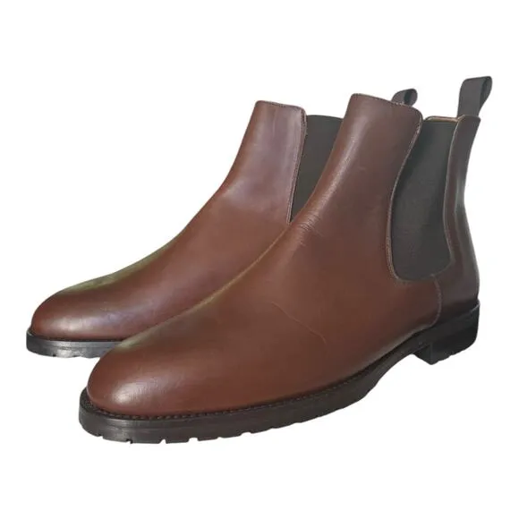 Qüero handmade Spanish Chelsea leather brown boots size 9
