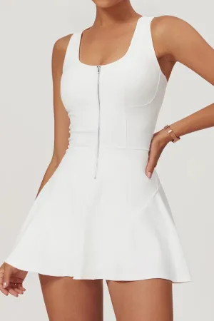 Racerback Zipper Dress - Built-In Bra and Shorts