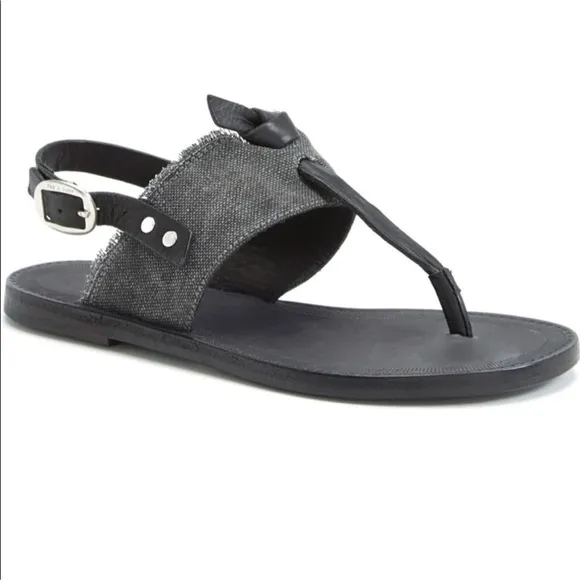 RAG &amp; BONE Claire Denim Leather Thong Boho Sandals