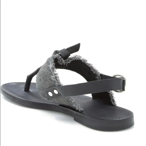 RAG &amp; BONE Claire Denim Leather Thong Boho Sandals