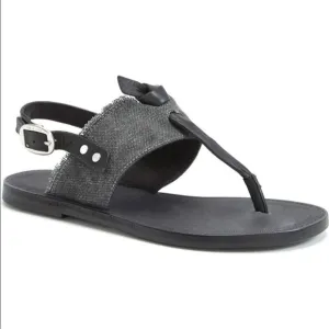 RAG &amp; BONE Claire Denim Leather Thong Boho Sandals