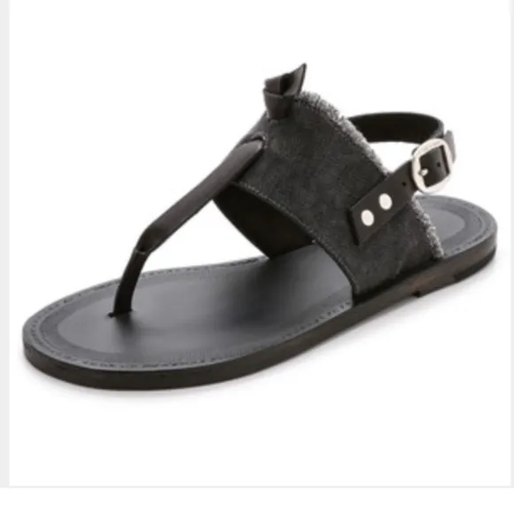 RAG &amp; BONE Claire Denim Leather Thong Boho Sandals