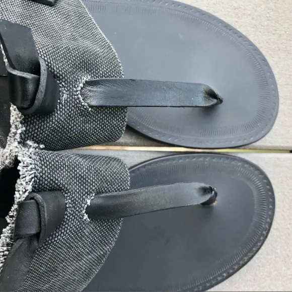 RAG &amp; BONE Claire Denim Leather Thong Boho Sandals