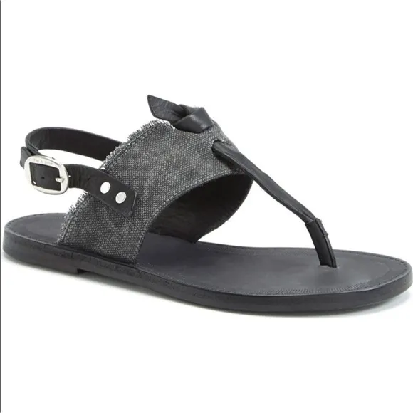 RAG &amp; BONE Claire Denim Leather Thong Boho Sandals
