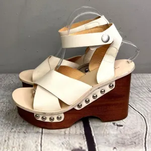 Rag &amp; Bone Hester Platform Sandal size 9.5 US 39.5 Italy Cream Leather Wood