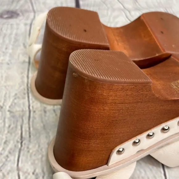 Rag &amp; Bone Hester Platform Sandal size 9.5 US 39.5 Italy Cream Leather Wood