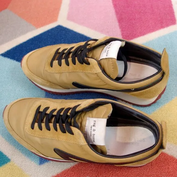 Rag &amp; Bone New York Tan Retro Sneakers Low Top Lace Up Shoes Women's Size 39 EU