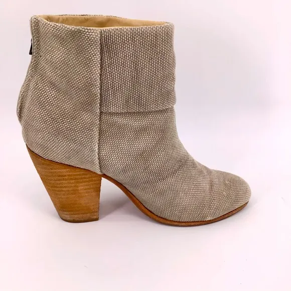Rag &amp; Bone Newbury Canvas Taupe Ankle Boots 10/40