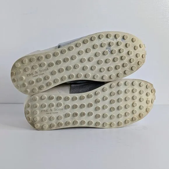 rag &amp; bone Shoes Dylan Elastic Runner EU 40 White Silver Sneakers Leather Retro