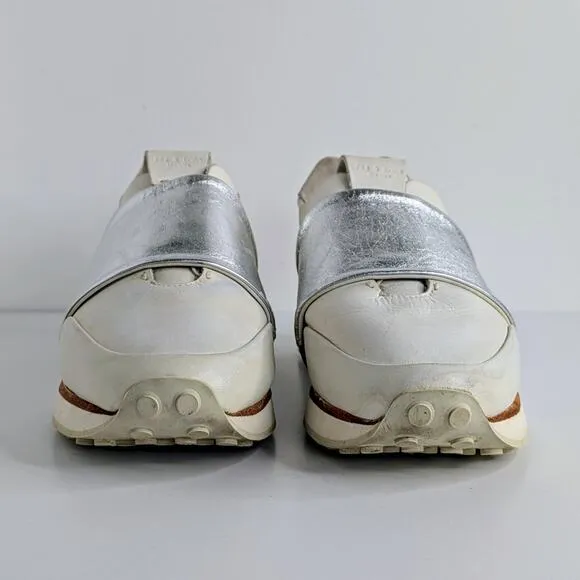 rag &amp; bone Shoes Dylan Elastic Runner EU 40 White Silver Sneakers Leather Retro