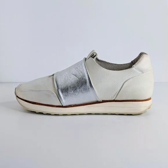 rag &amp; bone Shoes Dylan Elastic Runner EU 40 White Silver Sneakers Leather Retro