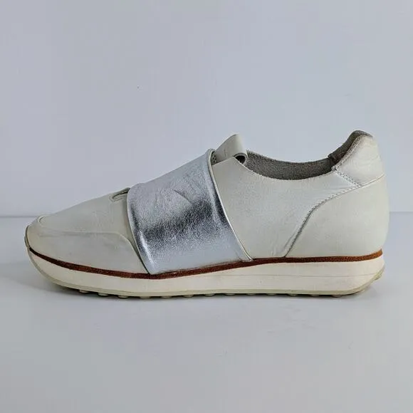 rag &amp; bone Shoes Dylan Elastic Runner EU 40 White Silver Sneakers Leather Retro