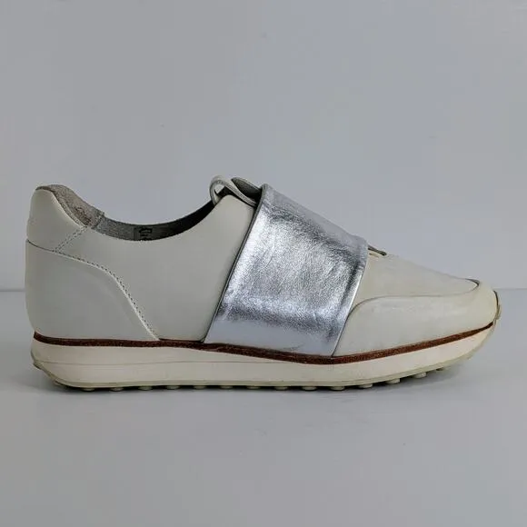 rag &amp; bone Shoes Dylan Elastic Runner EU 40 White Silver Sneakers Leather Retro
