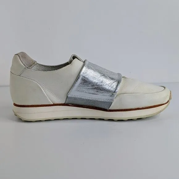 rag &amp; bone Shoes Dylan Elastic Runner EU 40 White Silver Sneakers Leather Retro