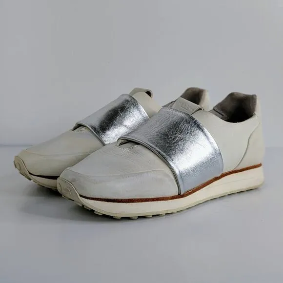 rag &amp; bone Shoes Dylan Elastic Runner EU 40 White Silver Sneakers Leather Retro