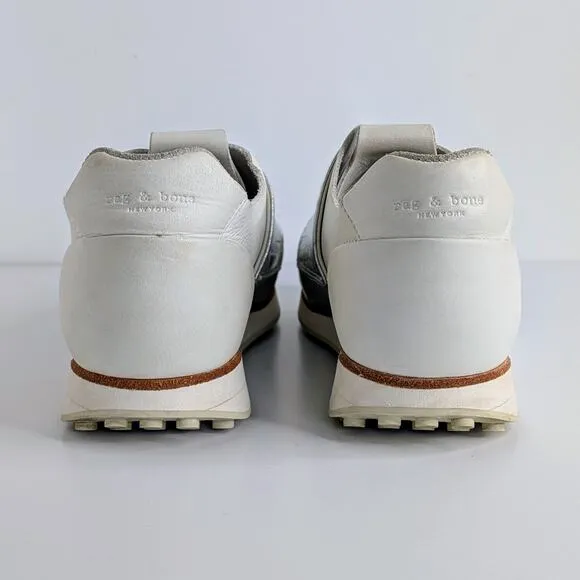 rag &amp; bone Shoes Dylan Elastic Runner EU 40 White Silver Sneakers Leather Retro