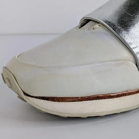 rag &amp; bone Shoes Dylan Elastic Runner EU 40 White Silver Sneakers Leather Retro