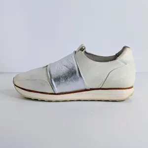 rag &amp; bone Shoes Dylan Elastic Runner EU 40 White Silver Sneakers Leather Retro