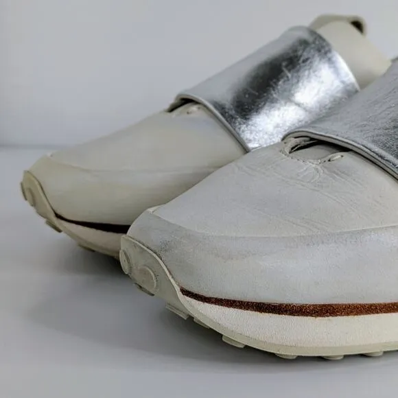 rag &amp; bone Shoes Dylan Elastic Runner EU 40 White Silver Sneakers Leather Retro