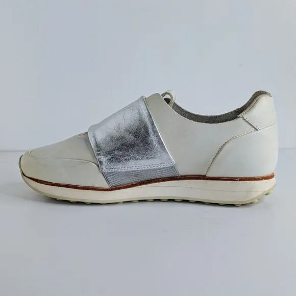 rag &amp; bone Shoes Dylan Elastic Runner EU 40 White Silver Sneakers Leather Retro