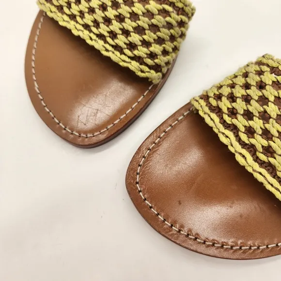 Rag &amp; Bone slides women's 10N yellow woven brown leather Melrose sandals boho