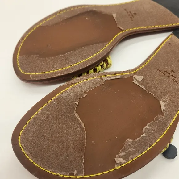 Rag &amp; Bone slides women's 10N yellow woven brown leather Melrose sandals boho