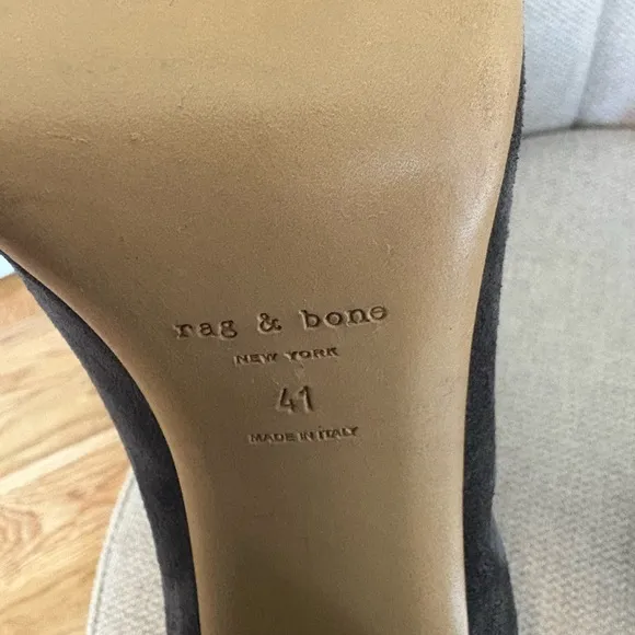 Rag &amp; Bone Suede Gray Ankle Boots with Block Heel