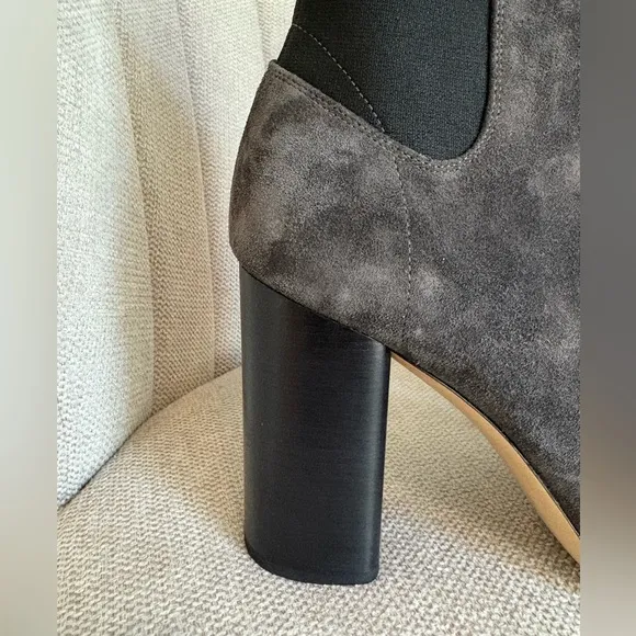 Rag &amp; Bone Suede Gray Ankle Boots with Block Heel