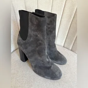 Rag &amp; Bone Suede Gray Ankle Boots with Block Heel